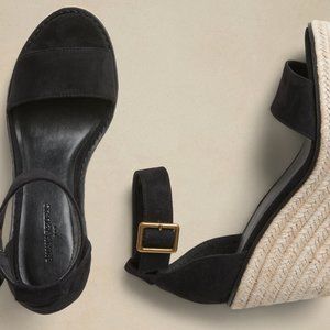 Banana Republic Black Espadrille Wedge Heel Sandals Women's